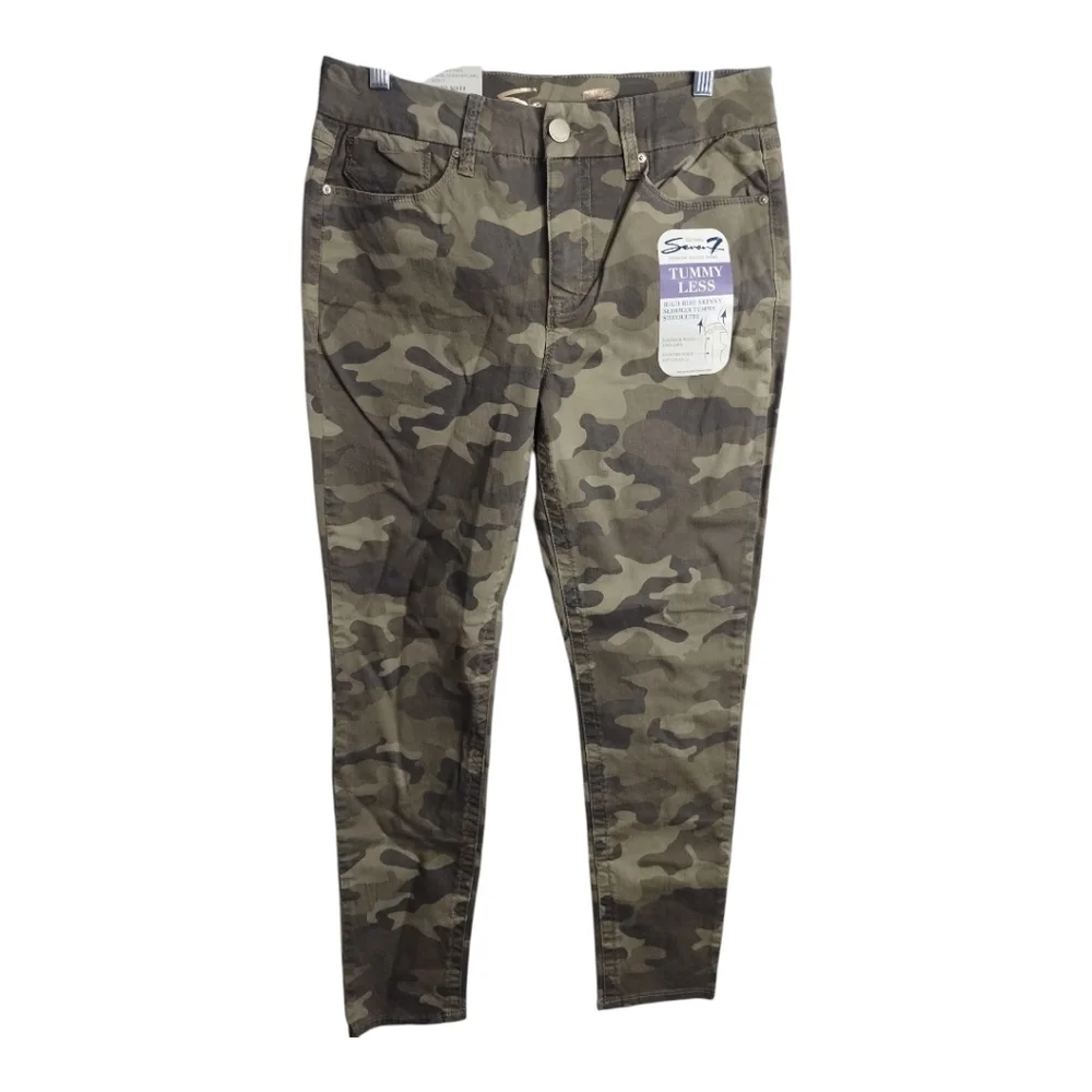 Seven7 Tummyless High Rise Skinny Camo‎ Boho Fall Jean 12